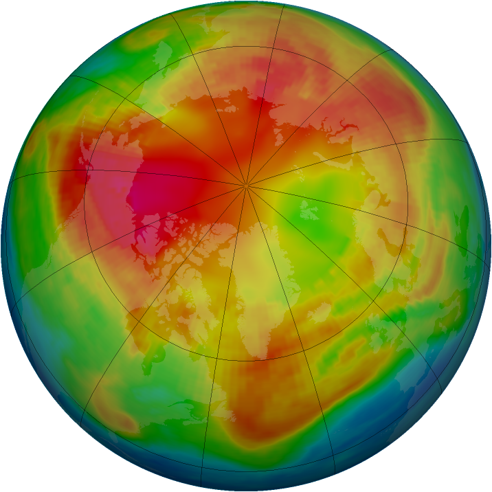 Arctic ozone map for 12 February 1985